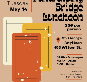 BRIDGE LUNCHEON - May 14 at noon